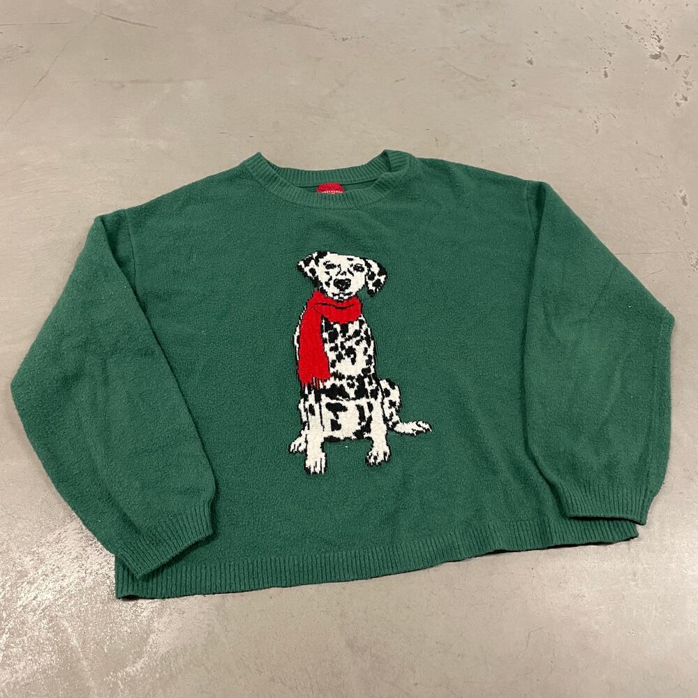 Green Dalmatian dog knitted sweater